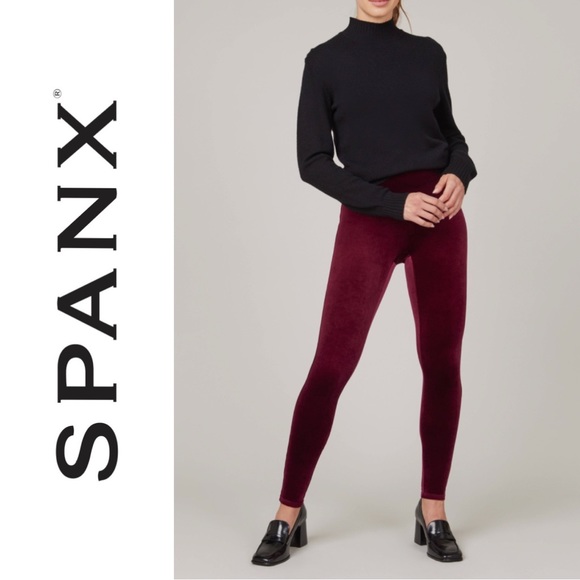 SPANX Pants - SPANX Rich Burgundy Velvet Leggings